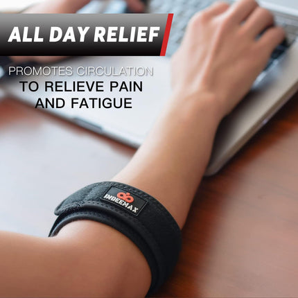 INDEEMAX 1 Pack Elbow Brace Men Women, Compression Bandage with EVA Lining, Adjustable Elbow Brace for Sports, Tendonitis, Arthritis, Relieves Pain from Tennis Elbow and Golfer's Elbow