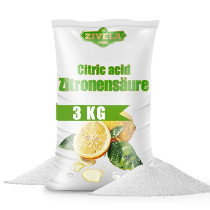 3kg Food-Grade Citric Acid Powder | Home Remedy for Kitchen &amp; Household | 3000g Citric Acid 100% Pure | Citric Acid E330 (3x 1kg)