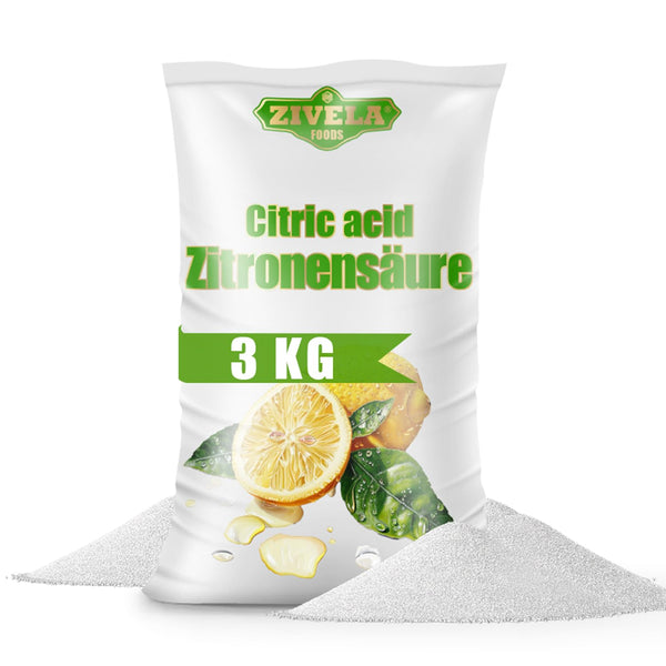 3kg Food-Grade Citric Acid Powder | Home Remedy for Kitchen &amp; Household | 3000g Citric Acid 100% Pure | Citric Acid E330 (3x 1kg)