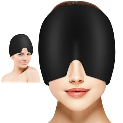 ACWOO Gel Cooling Cap Migraine Headache Relief Stretchable Headache Hat Cold Therapy Cap Sleep Mask, Heady Mask for Puffy Eyes Stress Relief (Black)