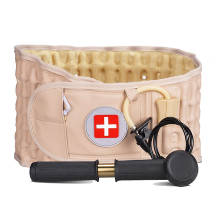 6xigouma Decompression Back Belt - Lumbar Support Belt for Men and Women, Lower Back Pain Relief, Back Traction Device, Fits Waist Size 74-124 cm (Beige)