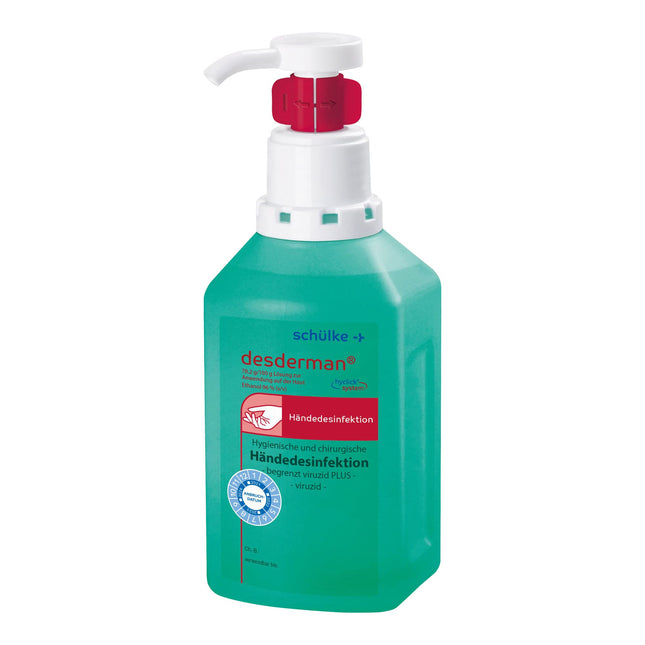 Schülke Desderman® 500ml hand disinfectant | Disinfectant in a practical Hyclick dispenser | against bacteria and viruses | dye- and perfume-free