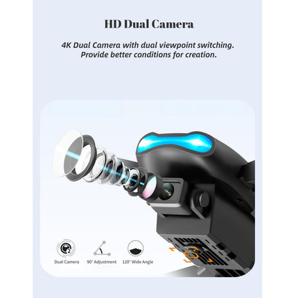 Foldable RC Drone, Obstacle Avoidance, Quadcopter, HD Dual Camera, 4k Aerial Photography, RC Aircraft, Supporting Wi-Fi App, Gifts for Kids and Adults