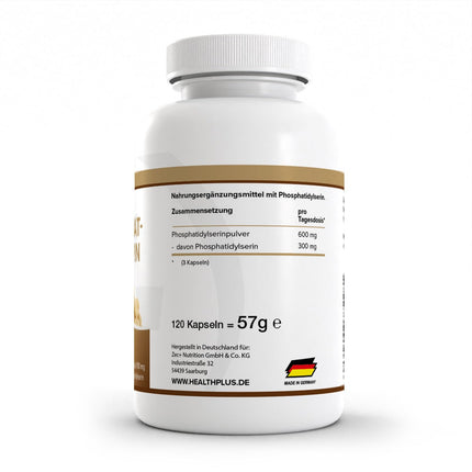Zec+ Nutrition Health+ Phosphatidylserine - 120 capsules with 100 mg phosphatidylserine per capsule, from soy, for concentration and memory, Made in Germany