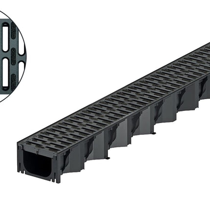 1m ACO Hexaline 2.0 drainage channel with Microgrip slatted grating, floor channel, terrace channel