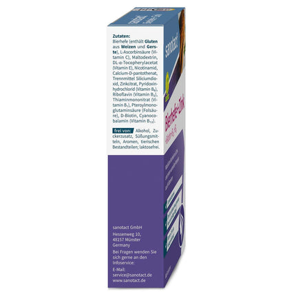 sanotact Brewer's Yeast + Zinc (60 tablets) • For skin, hair &amp; nails • Vitamin complex with brewer's yeast, zinc, biotin, vitamin B12, B6 &amp; vitamin C • Skin &amp; hair vitamins • 100% vegan