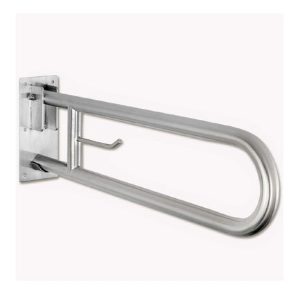 Uzman-Versand, Premium stainless steel 304 folding support handle with toilet paper holder, stand-up aid handle bar WC bathroom toilet folding handle support handle grab bar