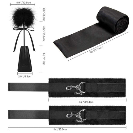 UTIMI BDSM Bondage Set Bed Restraints - Sex Toy with Rope Blindfold Handcuffs Ankle Cuffs Bed Set Restraints Sex Toy Erotic Restraint Set for Lovers Extreme Beginners and Experienced Couples, Black
