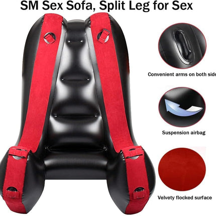 Sex Sofa Sex Furniture Pillow BDSM Sex Toys Inflatable Pillow for Couple Sexual Position Support Multifunctional Ramps，PVC Flocked Sex Chair Ramp Furniture with Bondage