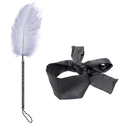 xinshibao Bondage Set Feather Tickler Stroker, Love Feather &amp; Pampering Massage Feather Pompom with Satin Eye Mask Blindfold Sex Toy for Couples