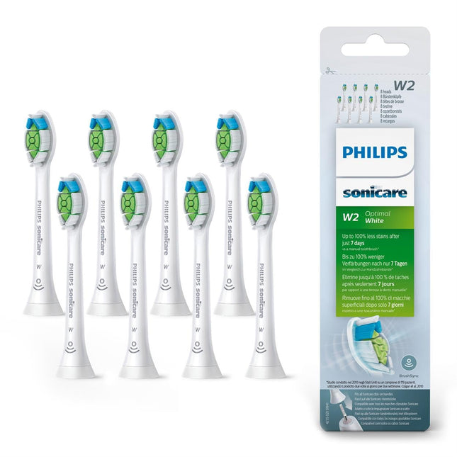 Philips Sonicare Original W2 Optimal White Standard brush heads for sonic toothbrushes – 8-pack, in white (model HX6068/12)