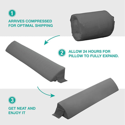 Bed Wedge Gap Filler, Bed Wedge Pillow for Headboard, Long Reading Pillow, Headboard Pillow, Bed Gap Filler, Headboard Wedge Pillow, Chic Jacquard Velvet Pillow for Headboard (99 x 25 x 15 cm, Grey)