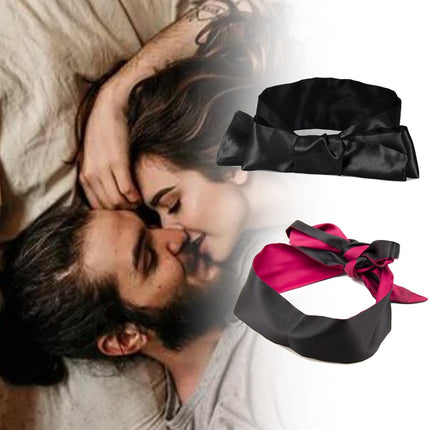 Satin eye mask, sex eye patch, blindfold toy for couples, blindfold fetish bondage sex toy for couples, satin sleep mask, blindfold, black + pink black, 2 pieces