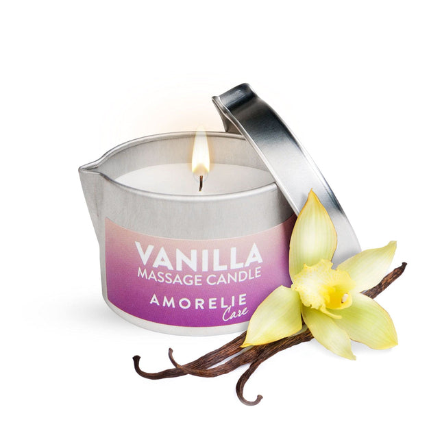 AMORELIE Care – Erotic Massage Candle with Vanilla Scent (50 ml) – Sensual Massage, Moisturizing, Ideal for Couples