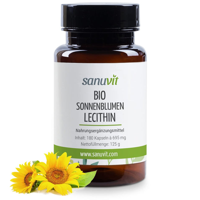 Sanuvit® - Organic Sunflower Lecithin Capsules | 1200 mg per daily dose | High dosage | High bioavailability and tolerability | Vegan | Made in Austria | 180 Capsules
