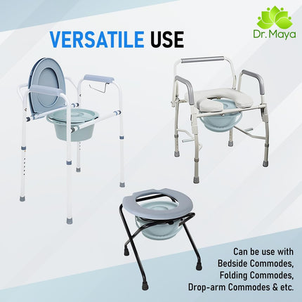 Dr. Maya Replacement Bucket for Chamber Pot, 7.5 qt, Adult Toilet Stool, The Emergency Toilet to Go, Mobile Commode Chair, Portable Toilet Bucket with Lid and Handle, Ideal for Seniors and Disabled People