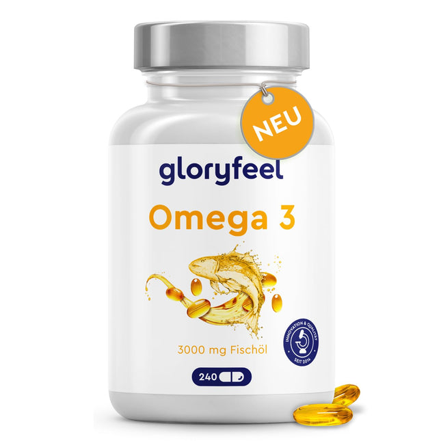 Omega 3 Capsules High Dose - 3000mg Fish Oil (Triglyceride Form) - 240 Capsules with Vitamin E (Antioxidant) for the Ideal Supplement of EPA &amp; DHA - Pure Omega 3 Fish Oil - Laboratory Tested