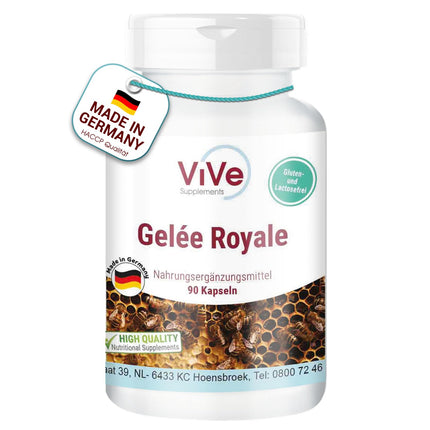 Royal Jelly 500mg - 90 Capsules - Standardized to 4% 10-HDA - High-quality according to ISO standards - Gently freeze-dried | Quality from Germany by ViVe Supplements