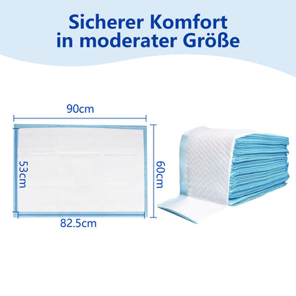 Disposable incontinence bed pads 60x90cm, 25 pieces, waterproof and ultra-absorbent bed pads with fixing strips for babies, adults and seniors