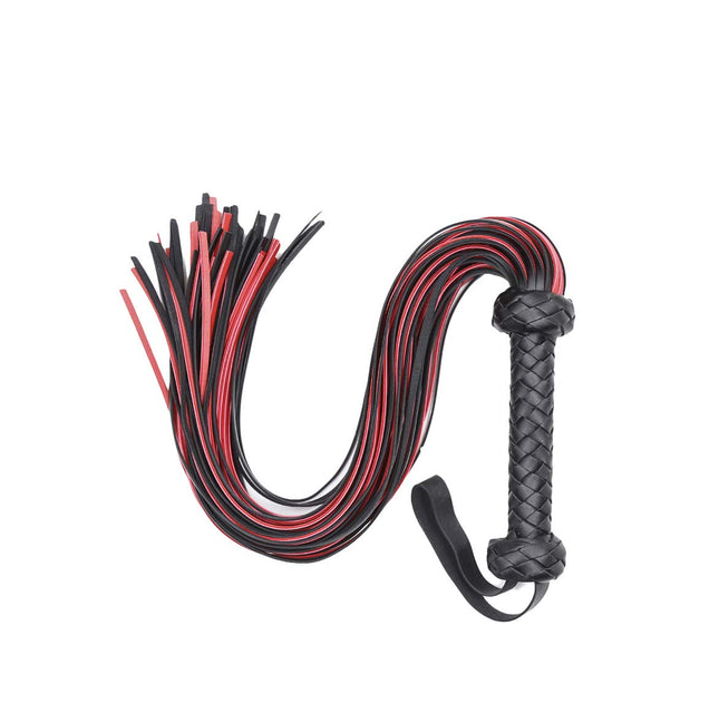 Leather whip seduction of the partner whip sex toy, bondage games classic SM whip bondage flogger, black/red length 64.5cm