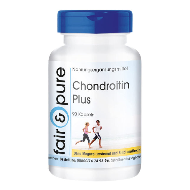 Fair &amp; Pure® - Chondroitin Plus - 90 Capsules - with Hyaluronic Acid - Calcium - Vitamins D and E - without Magnesium Stearate
