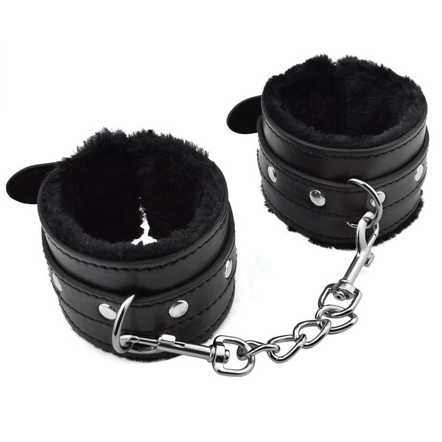 Comfortable Restraints Plush + Pu Bracelet Wrist Handcuffs Bondage Belt Cuff Toy