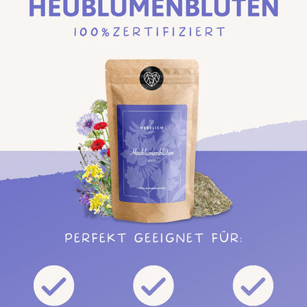Hayflowers 250g - Hayflower blossoms for sitz baths during pregnancy - Hayflower baths, bath teas, wraps and compresses - for birth preparation | Birth preparation, sitz baths from Herzlich Natur