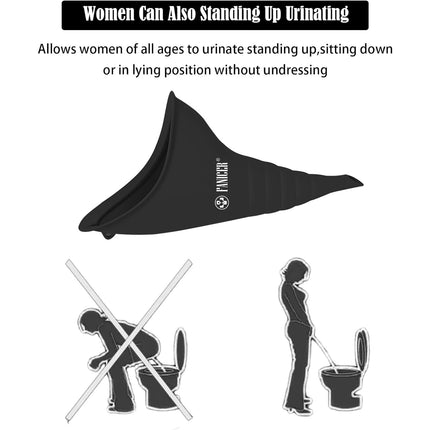 Urinella for Women, Peeing Aid for Women with 1 Urine Funnel, Portable Reusable Urinal for Women. Ideal for outdoor activities, camping toilets, festivals, and on the go. (Black)