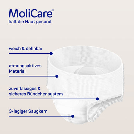MoliCare Premium Mobile Disposable Pants: Discreet use for incontinence for women and men; 10 drops, size L (100-150 cm hip circumference), 4 x 14 drops