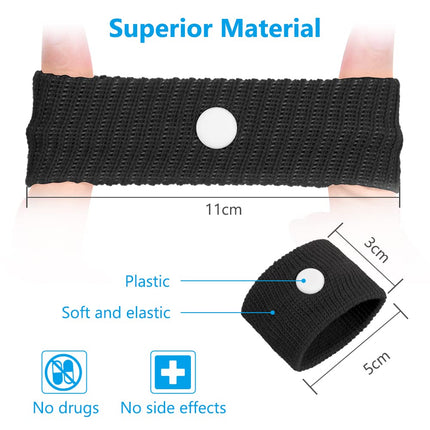 ACWOO Acupressure Bracelet, 2 Pairs of Acupressure Band Anti-Nausea Wristbands for Adults and Children, Acupressure Bracelets for Pregnancy Sickness, Seasickness, Travel Sickness (Black + Silver Gray)