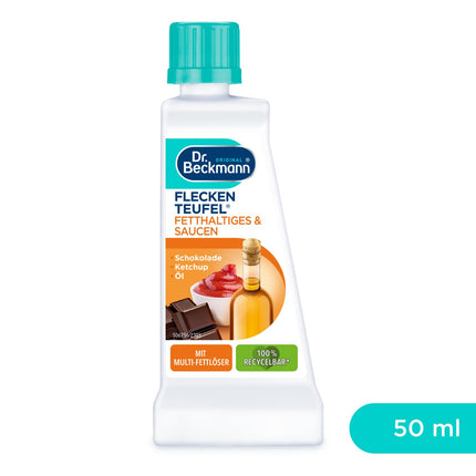 Dr. Beckmann Stain Devil for Fatty Foods &amp; Sauces | Butter, special stain remover for grease stains, chocolate stains, and much more | 50 ml
