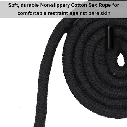 4 x 10m Sex Bondage Rope, Soft Bondage Rope Black Cotton Rope For SM Sex Toys, Bondage Set All-Purpose Rope Bondage Set for Couples Bondage Games
