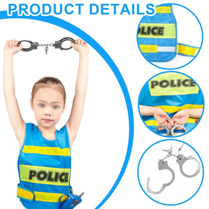 HAMKU 1 set police role play set for children, police costume with vest, handcuffs and walkie talkie, police toy for boys, carnival, Halloween