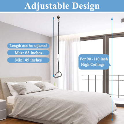 Mybow Bed Trapeze for Elderly Bed Pull-Up Bar, Standing Aid, Hospital Bed Trapeze for Bed Mobility &amp; Transfer, Ceiling-Mounted Grab Bar, Standing Ladder, Bed Standing Aid for Disabled People