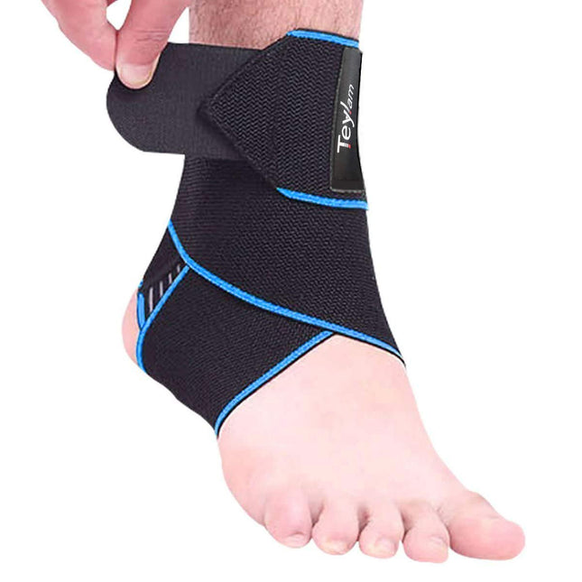 Teylam Ankle Brace, Adjustable Ankle Brace, Flexible Ankle Brace, Ultra Thin Foot Brace, Running Football, Right and Left Ankle (Blue)