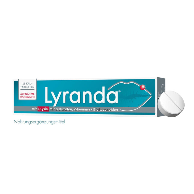 Lyranda for cold sores with lime flavor – 3000 mg L-Lysine high dose from your pharmacy – 15 chewable tablets