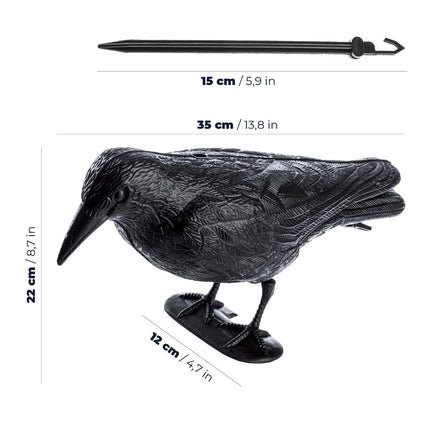 KADAX Black Raven, pigeon repellent and pigeon deterrent made of plastic, bird repellent, natural pest control, protection against annoying birds