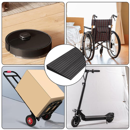 Beatific door threshold ramp 100x5x1cm, wheelchair ramp PVC threshold ramp, non-slip wheelchair ramp, self-adhesive transition profile, door threshold ramp for wheelchairs, sweeping robots, scooters (black)