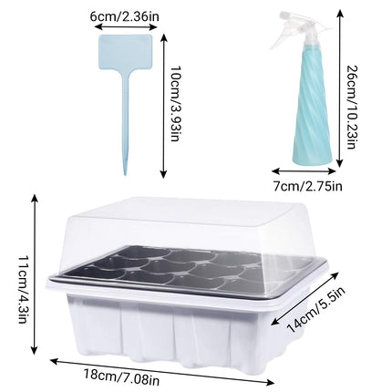 GAESHOW 12 Pack Indoor Greenhouse Propagator, 144 Grid Mini Greenhouse Propagation Set with Raised Lid, Reusable Propagation Plate, Greenhouse Propagation Trays for Seedling Plant