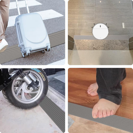 CEWROM Door Threshold Ramps, 100x5.5x1.6cm Wheelchair Ramp PVC Threshold Ramp, Rubber Ramp Access Ramp, Transition Strip Non-Slip Surface Curb Ramp for Rollator, Wheelchair, Scooter, Stroller