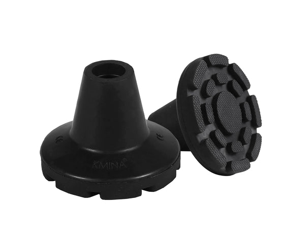 KMINA - Crutches rubber 19 mm, 18 mm, 17 mm (x2 pieces), rubber feet walking aid, rubber buffers walking sticks, black - Made in Europe.