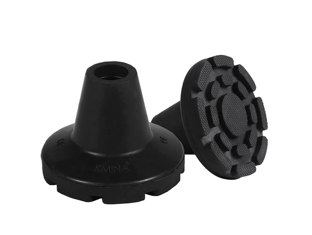 KMINA - Crutches rubber 19 mm, 18 mm, 17 mm (x2 pieces), rubber feet walking aid, rubber buffers walking sticks, black - Made in Europe.