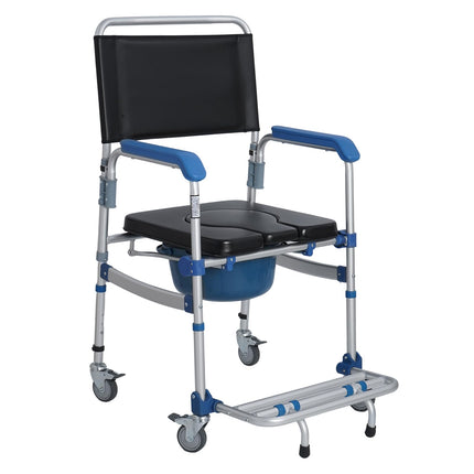 Mosegor height-adjustable toilet chairs, shower chairs with wheels, bedside chair with armrests, toilet wheelchair, mobile toilet chair, 150 kg load capacity, suitable for bedrooms, bathrooms, hospitals