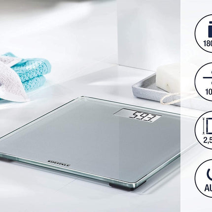 Soehnle Style Sense Compact 300 personal digital scale with extra-large platform, scale with easy-to-read LCD display, personal scale in extra-flat design, body scale made of safety glass
