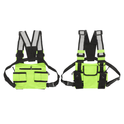 Universal Hands Radio Front Pocket, Walkie Talkies Radio Chest Strap with Adjustable Shoulder Straps for Survival, Hiking, Cycling, Work, Camping (Green)