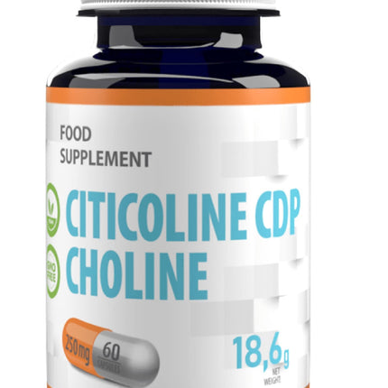 Citicoline CDP Choline 250mg 60 Vegan Capsules, Laboratory Tested, High Strength, No Fillers or Bulkers, Non-GMO