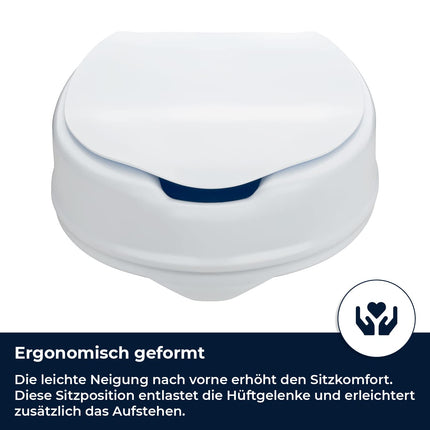 flexilife raised toilet seat with lid for seniors - optionally 10cm or 15cm - toilet seat raiser, toilet seat attachment, toilet raiser (10 cm)