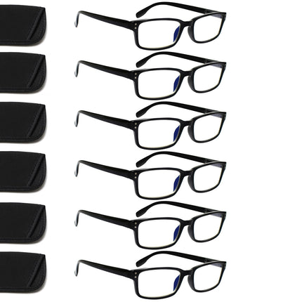 ZOECENT 6 Pack Reading Glasses Men Women Blue Light Filter Glasses Spring Hinge Computer Glasses Black Reading Glasses (6 Black, 2.75, x)