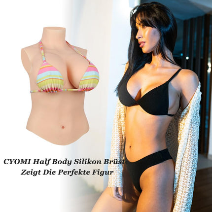 CYOMI Silicone Breast Forms Realistic Half Body Style Breastplates for Crossdresser Transgender Cosplay CG Cup