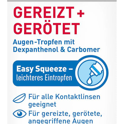 EyeMedica Irritated + Reddened, eye drops to soothe the symptoms of strained eyes, care for reddened, irritated, and dry eyes, suitable for contact lens wearers, 1 x 10 ml
